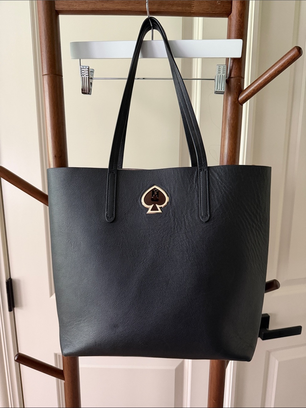 kate spade Black Leather Spade-Logo Tote
